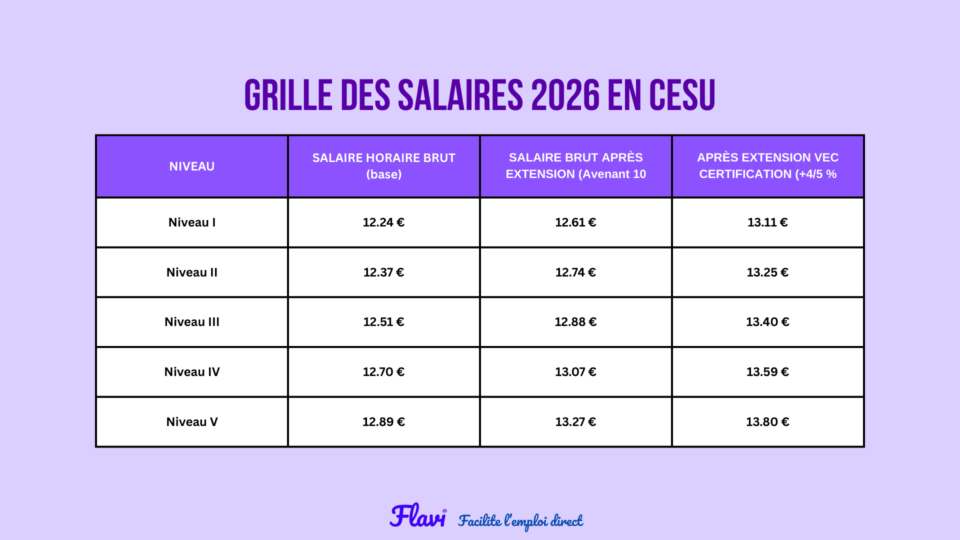 Grille salaire en CESU 2026